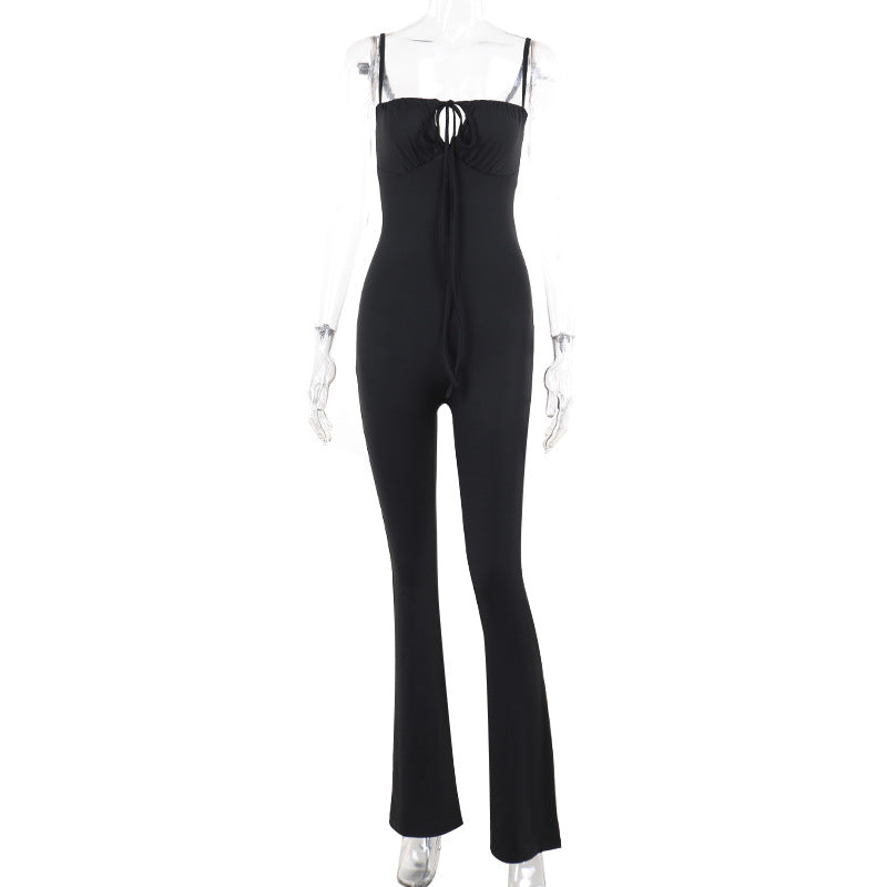Women's Form-Fitting Jumpsuit with Sophisticated Lacing
