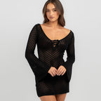 Women's Airy Crochet Maxi Coat