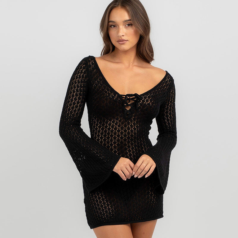 Women's Airy Crochet Maxi Coat