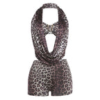 Women's Leopard Print Halterneck Overall