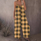 Women's Casual Plaid Jumpsuit with Pockets