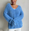 Women's Fluffy V-Neck Sweater
