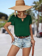 Women's Blouse with Flowing Cut and Playful Ruffle Details