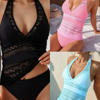 Women's Swimsuit with Attractive Cut and Lace Appliqués