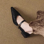 Women's Ballet Flats with Elegant Strap and Decorative Closure