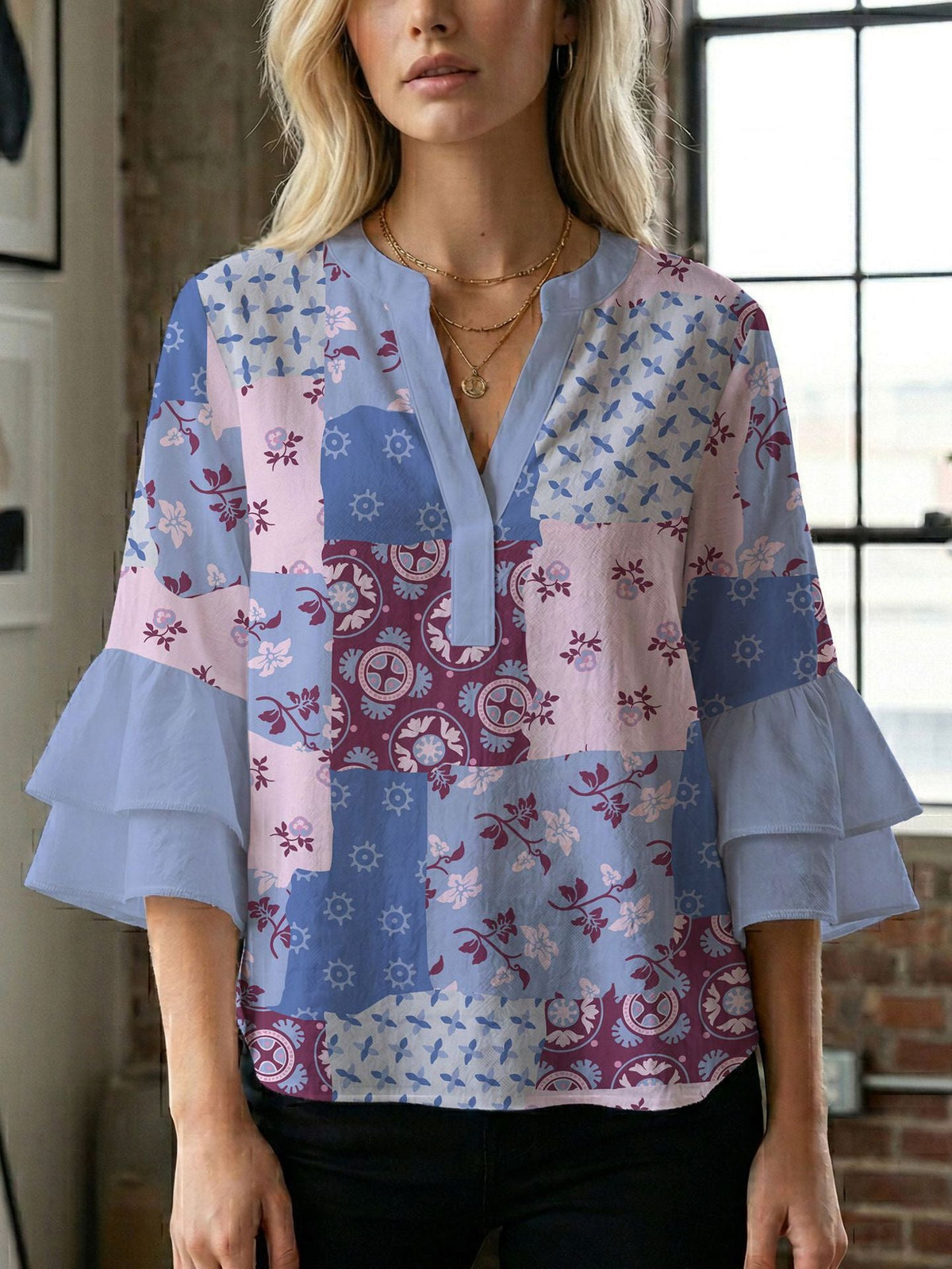 Women's Blouse with Beautiful Floral Design