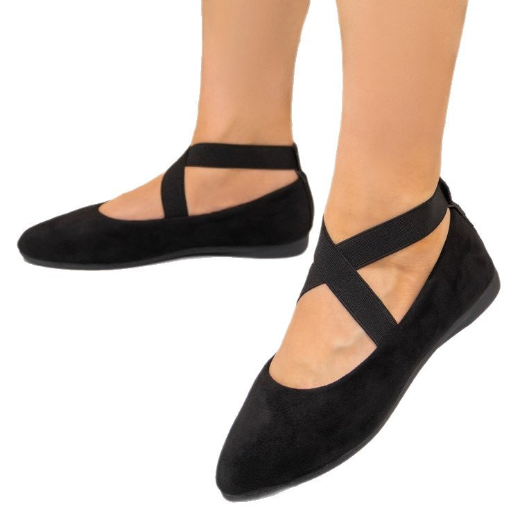 Women's Ballet Flats with Elegant Cross-Strap Design and Comfortable Sole
