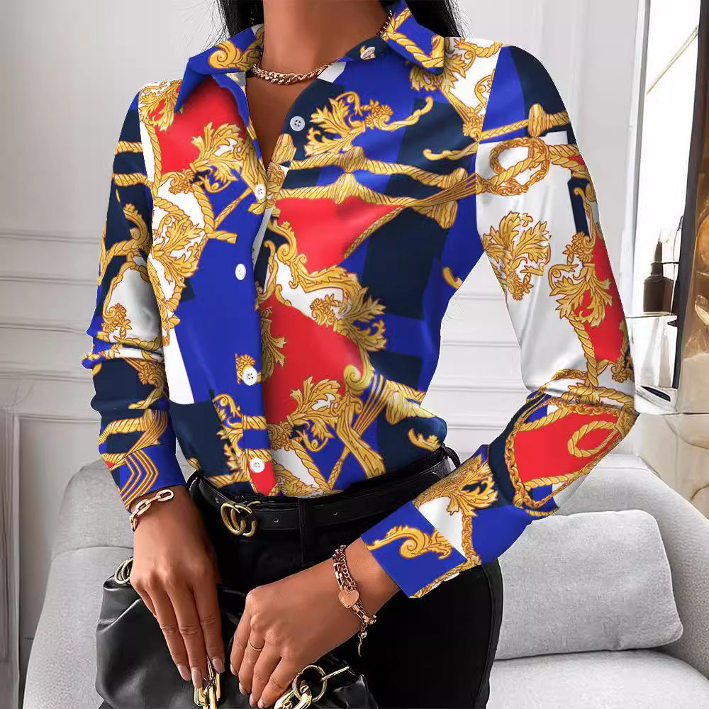 Women's Blouse with Elegant Chain Pattern