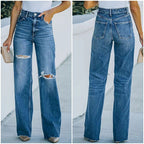 Women's Flared Jeans with Distressed Details