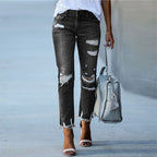 Women's Distressed Jeans with Frayed Hems