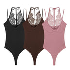 Women's Bodysuit with Delicate Lace Insert and Adjustable Straps