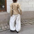Women's Designer Quilted Jacket with Contrast Collar and Minimalist Pockets