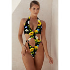 Women's Swimsuit with Cut-Outs and Floral Design