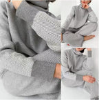 Women's High-Neck Loungewear Set with Textured Pattern