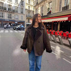 Faux Leather Jacket with Collar