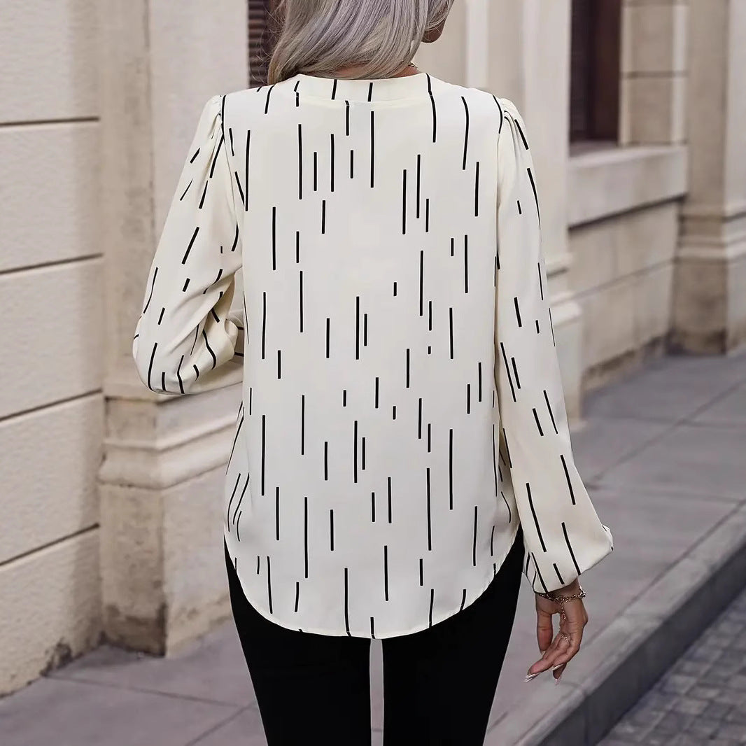 Women's Blouse Shirt with Striped Pattern