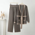 Casual Knit Loungewear Set with Geometric Pattern