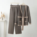 Casual Knit Loungewear Set with Geometric Pattern