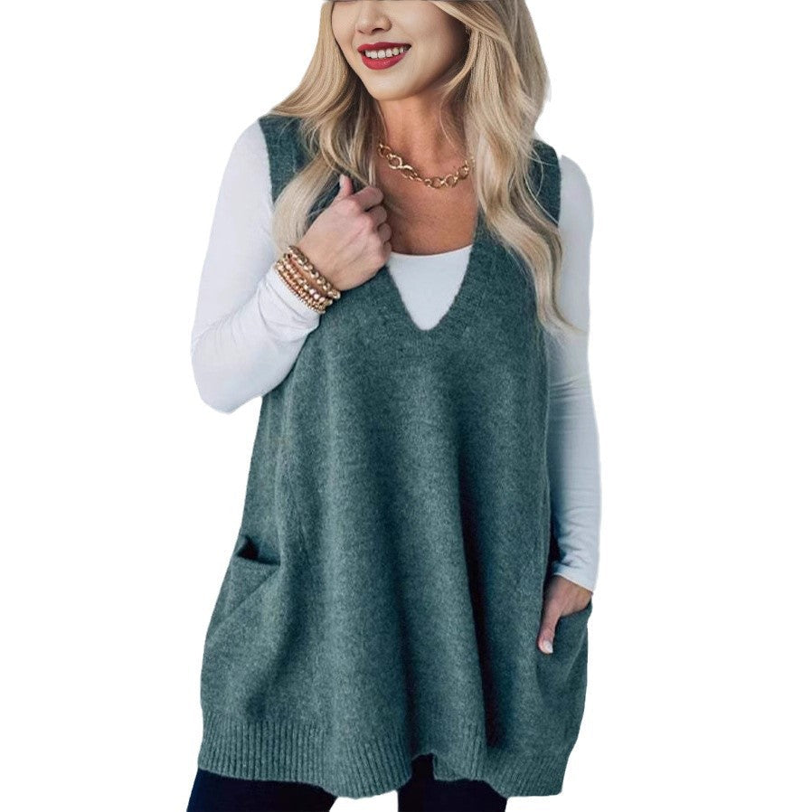 Women's Knit Poncho with Side Pockets