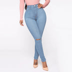 Women's High-Waist Destroyed Detail Jeans