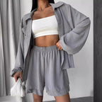 Women's Relaxed Shorts Set with Oversized Shirt