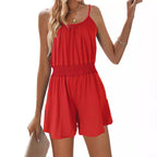Women's Casual Jumpsuit with Airy Straps and Elastic Waistband