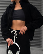 Women's Cozy Fleece Jogging Suit Set with Hood and Elastic Waistband