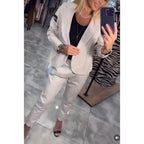 Women's Elegant Business-Casual Striped Suit Set