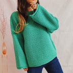 Women's Chunky Knit Sweater with Wide Cut and Casual Sleeves