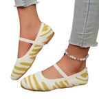 Women's Ballet Flats with Elastic Strap and Animal Print