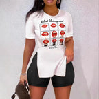 Women's Leisure Set with Animal Print and Shorts