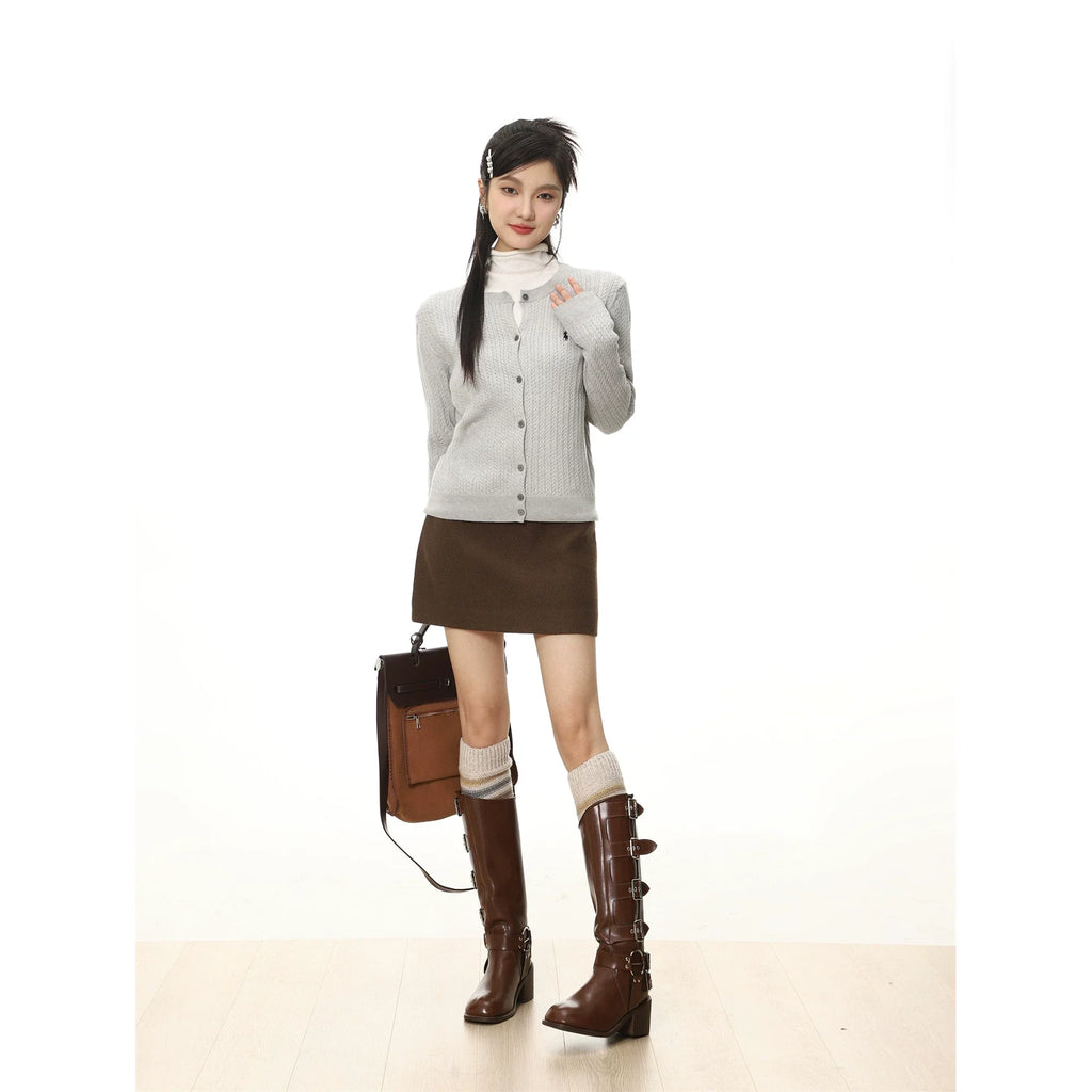 Women's A-Line Mini Skirt with High Waist and Side Button Detail