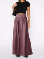 Women's Maxi Skirt with Elastic Waistband and Flowing Fabric