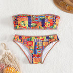 Women's Bandeau Bikini with Colorful Fruit Pattern