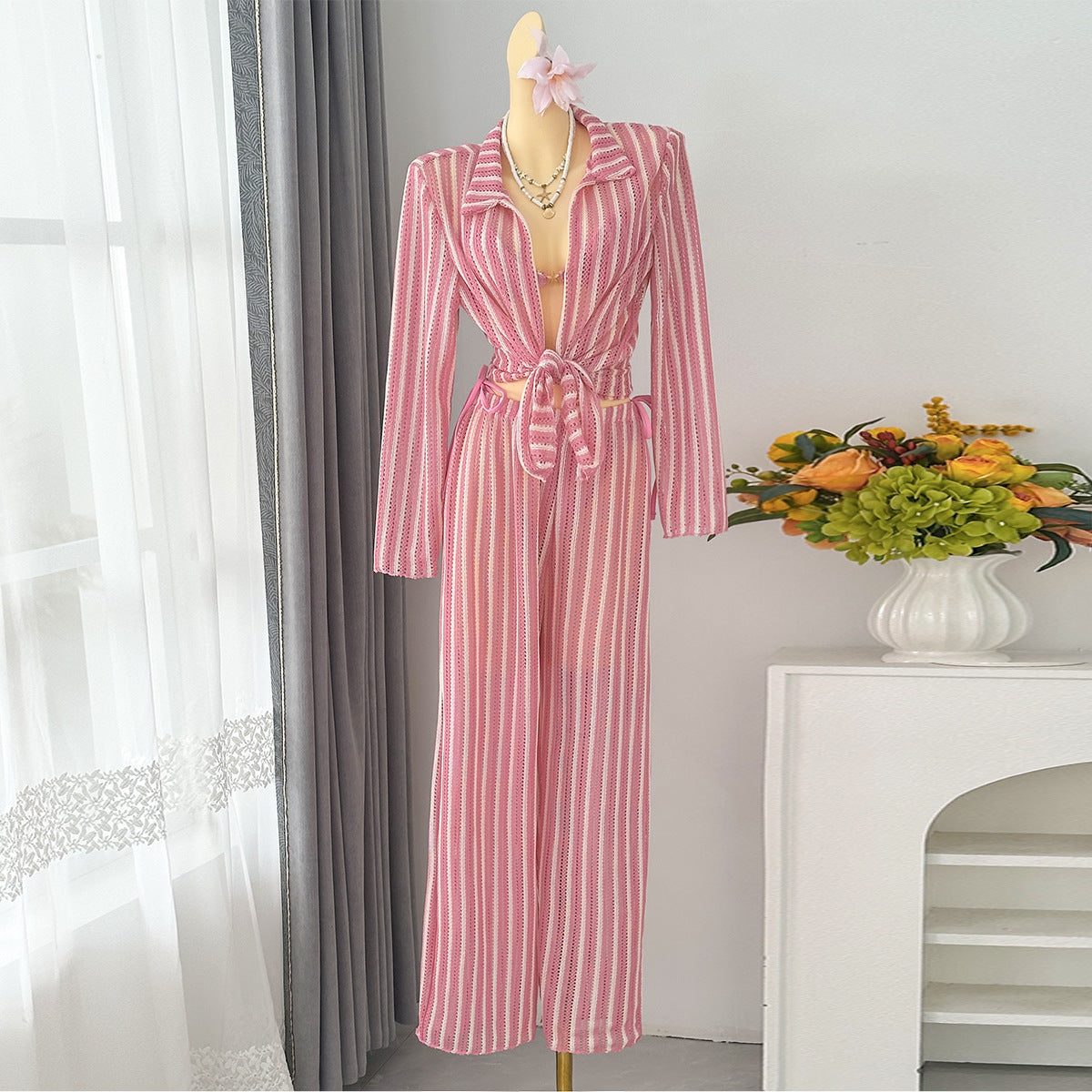 Women's Jumpsuit with Fashionable Tie Belt