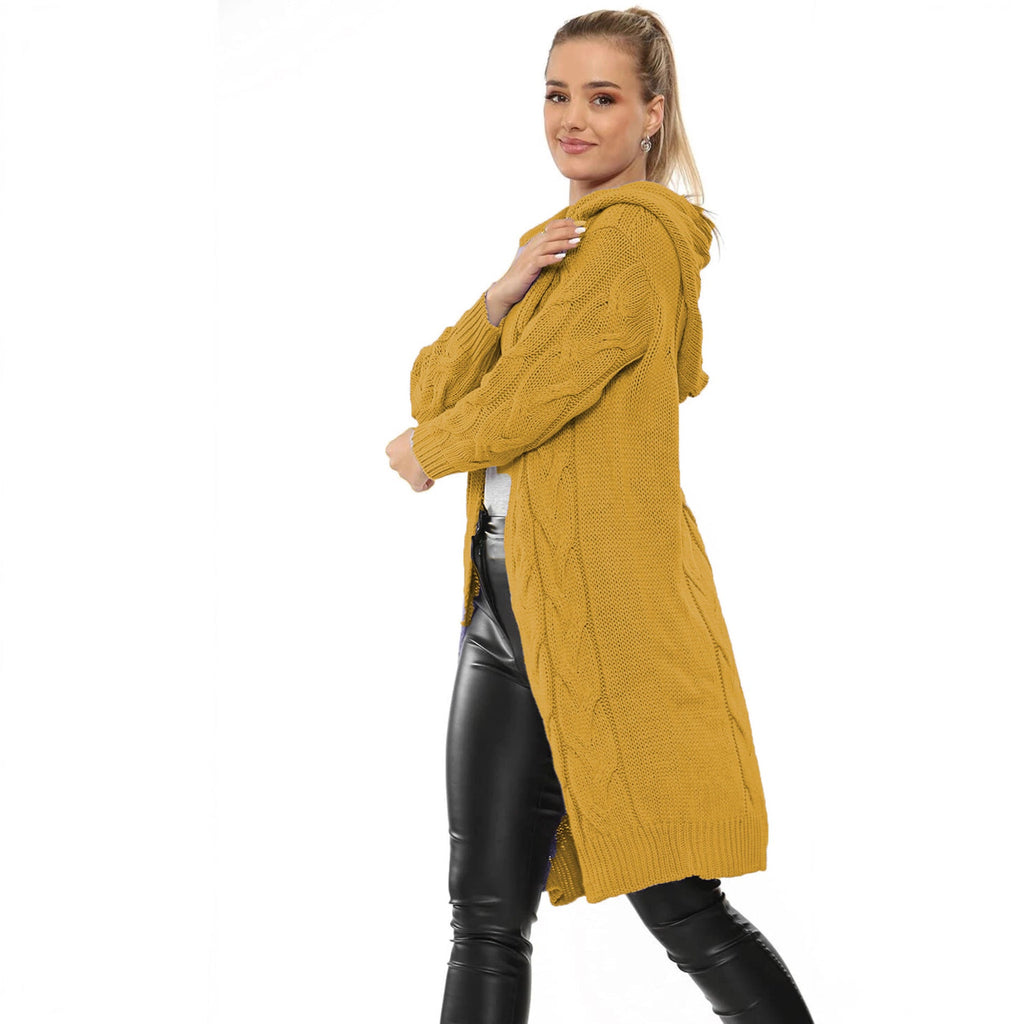 Women's Chunky Knit Coat with Hood