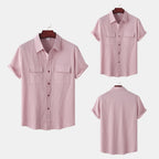 Women's Short-Sleeve Shirt with Practical Chest Pockets and Casual Structure