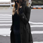 Women's Elegant High-Collar Coat with Practical Pockets