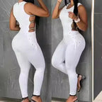 Women's Bodycon Jumpsuit with Cut-Out Details and Fashion Belt