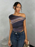 Asymmetrical Crop Top with Wave Design