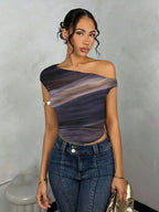 Asymmetrical Crop Top with Wave Design