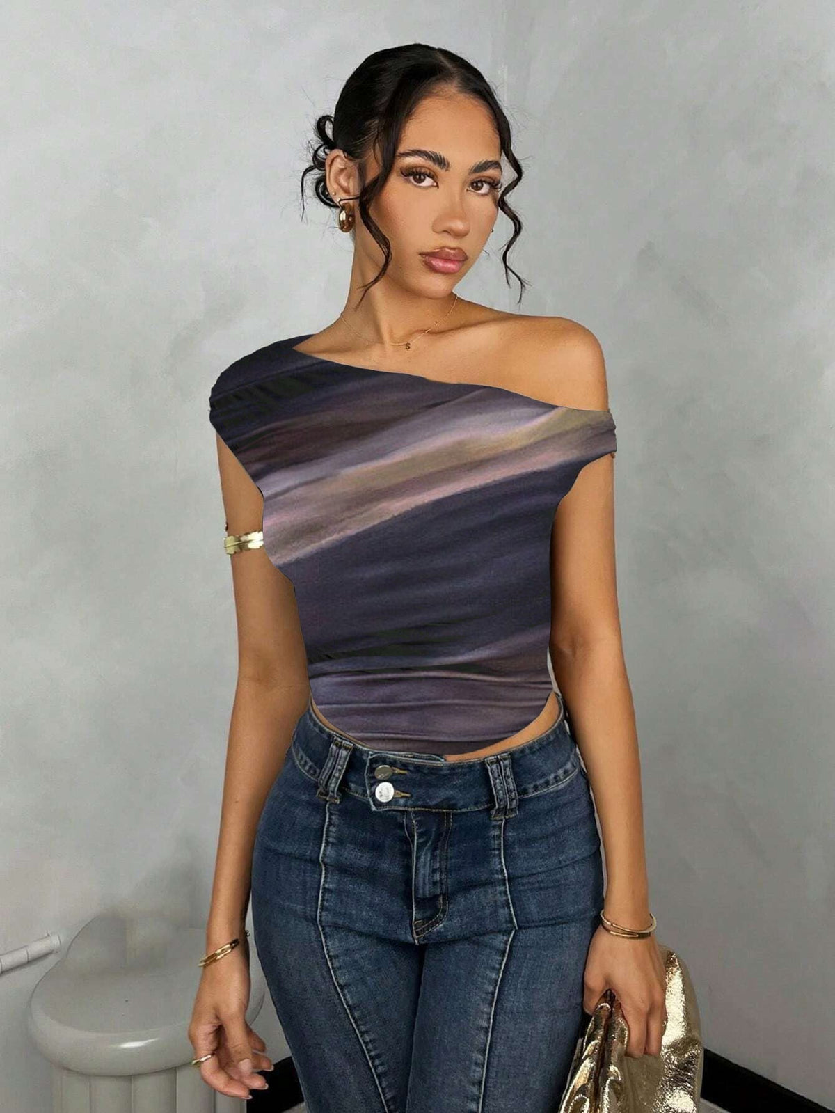 Asymmetrical Crop Top with Wave Design