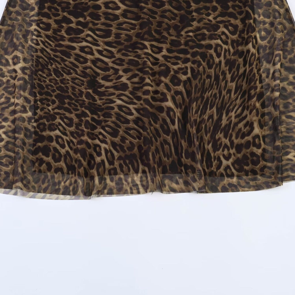 Women's Animal Print Midi Skirt with High Waist