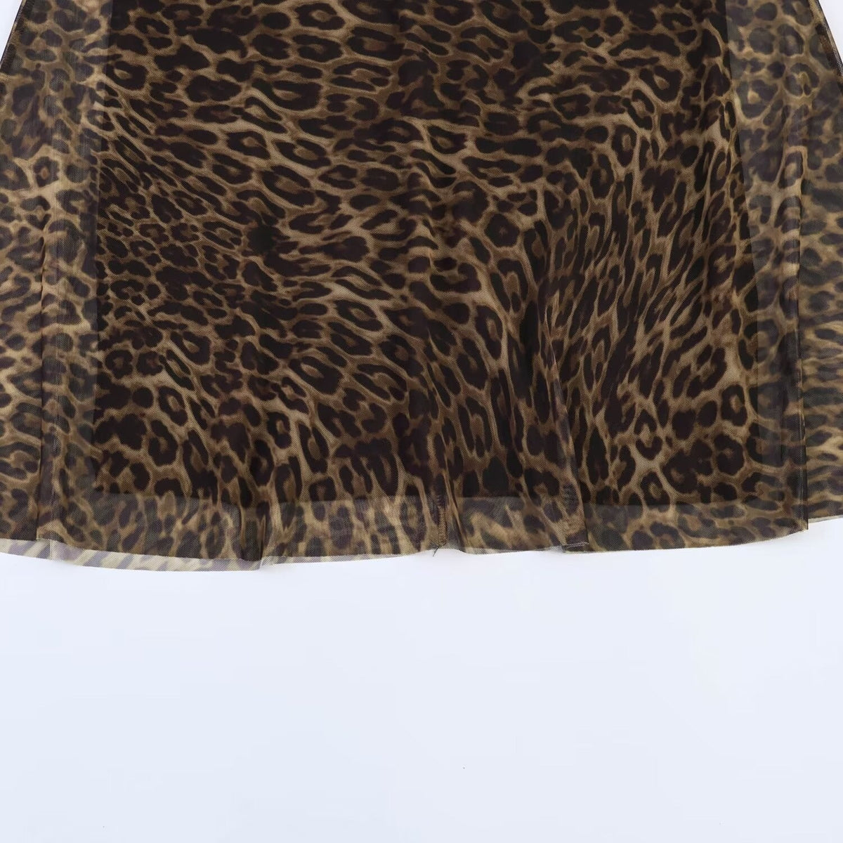 Women's Animal Print Midi Skirt with High Waist