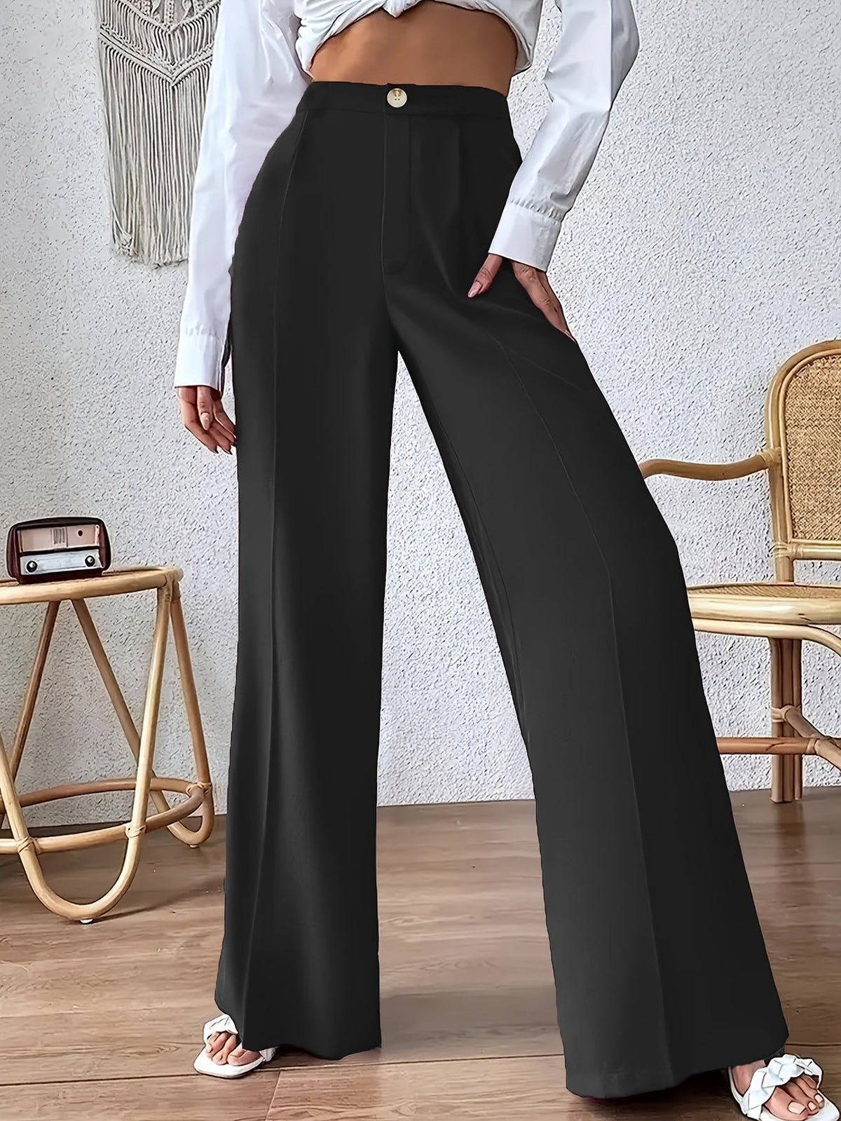 Women's Elegant High-Waisted Wide-Leg Pants