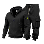 Men's Functional Cargo Sweatset with Hoodie and Multi-Pocket Jogger