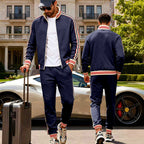 Men's Sporty Tracksuit with Striped Ribbed Cuffs