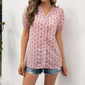 Women's Blouse with Ruffle Details and Floral Pattern