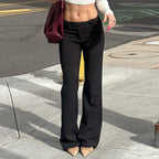 Women's Elegant Flared Pants with Vertical Stripes