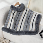 Women's Elegant Poncho with Luxurious Fur Trim